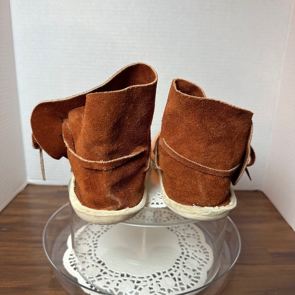 Traditional Navajo rust suede Moccasin Boots No button leather soles grounding - Picture 3 of 8